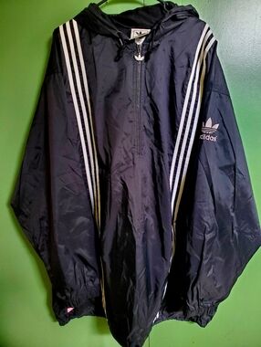 Vintage adidas extra long windbreaker jacket
